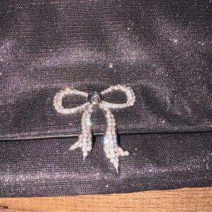 Victoria's Secret Black and Gray Striped Zippered Interior